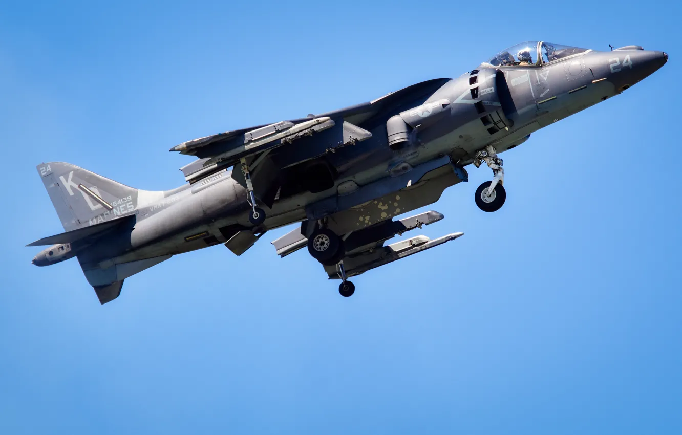 Фото обои истребитель, штурмовик, взлет, AV-8B, Harriers