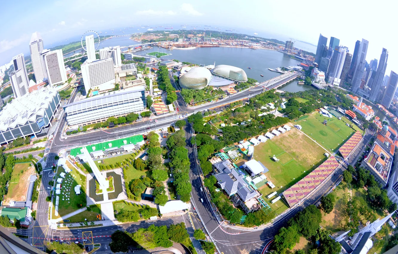Фото обои дороги, дома, горизонт, панорама, Сингапур, высотки, Singapore, здания.