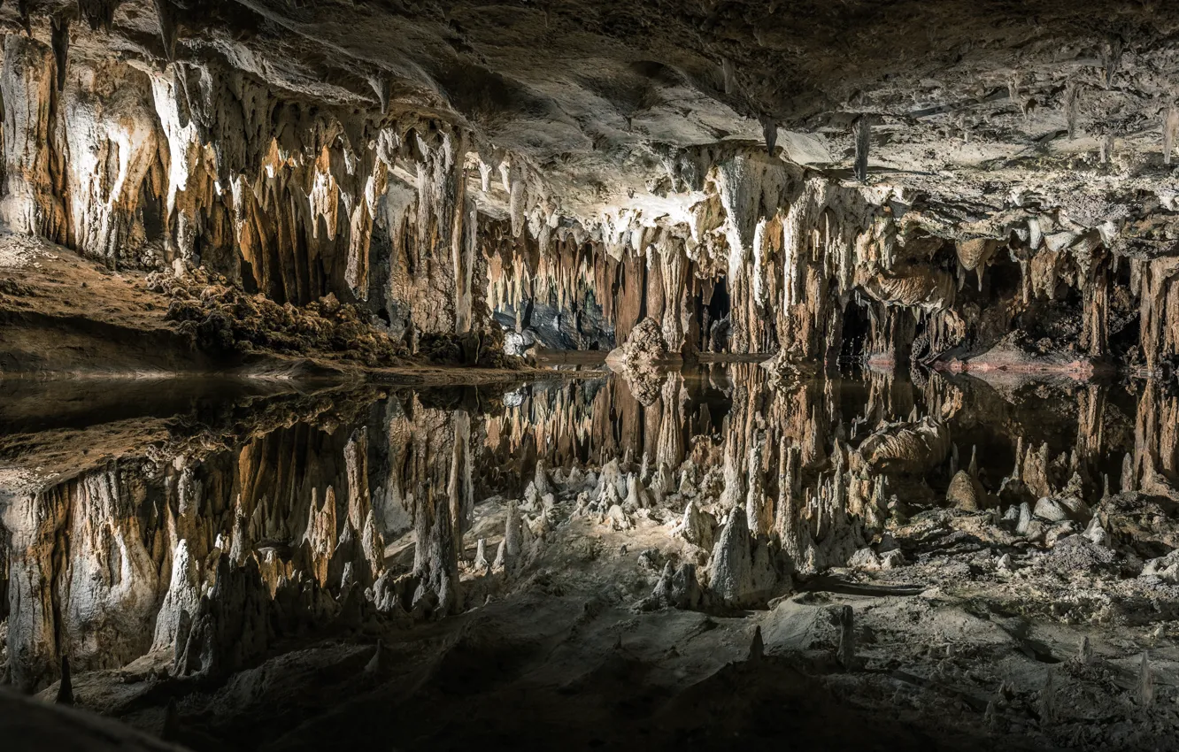 Фото обои Вирджиния, сталагмиты, сталактиты, Лурейские пещеры, карстовая пещерная система