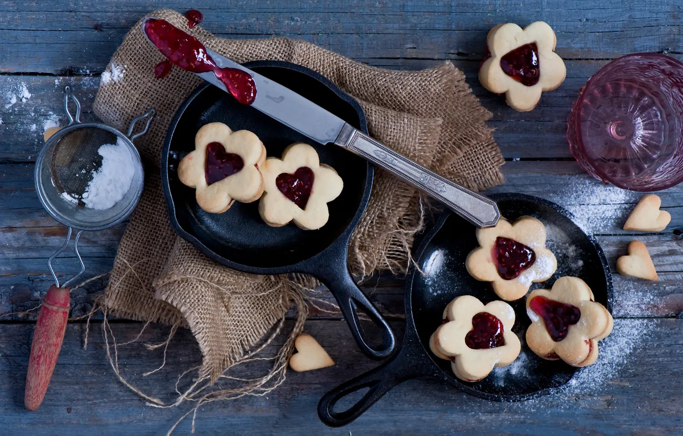 Фото обои печенье, джем, Valentine cookies