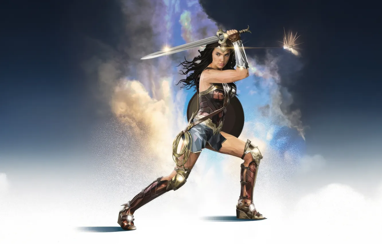 Фото обои wonder woman, combat, mode