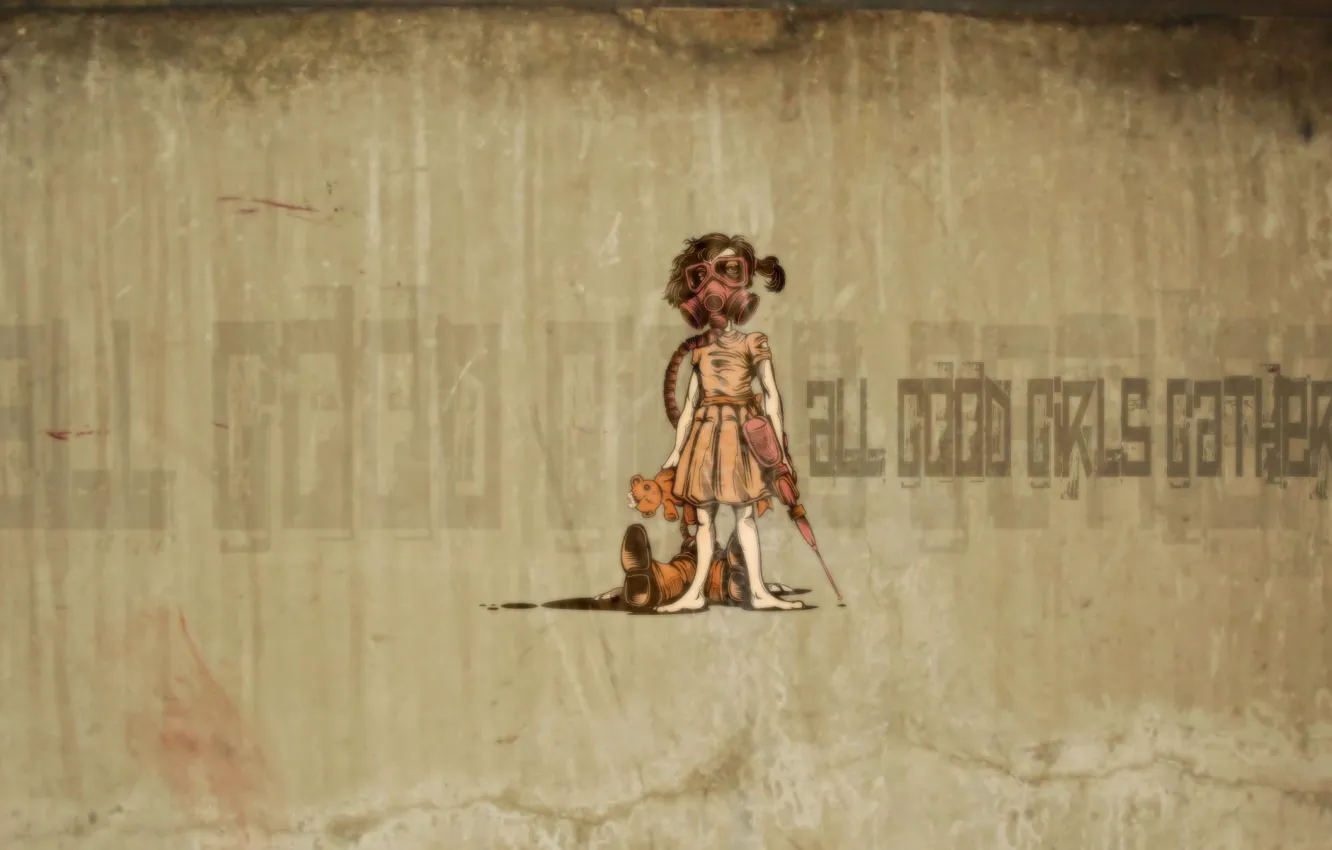 Фото обои десктоп, граффити, мишка, девочка