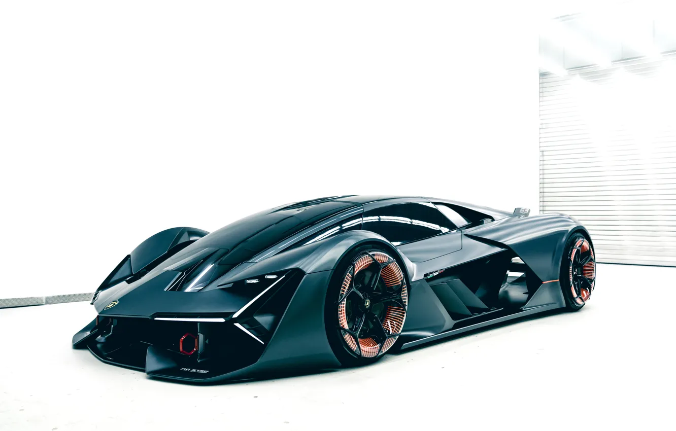Фото обои фон, Lamborghini, помещение, 2017, Terzo Millennio Concept, не тёмный