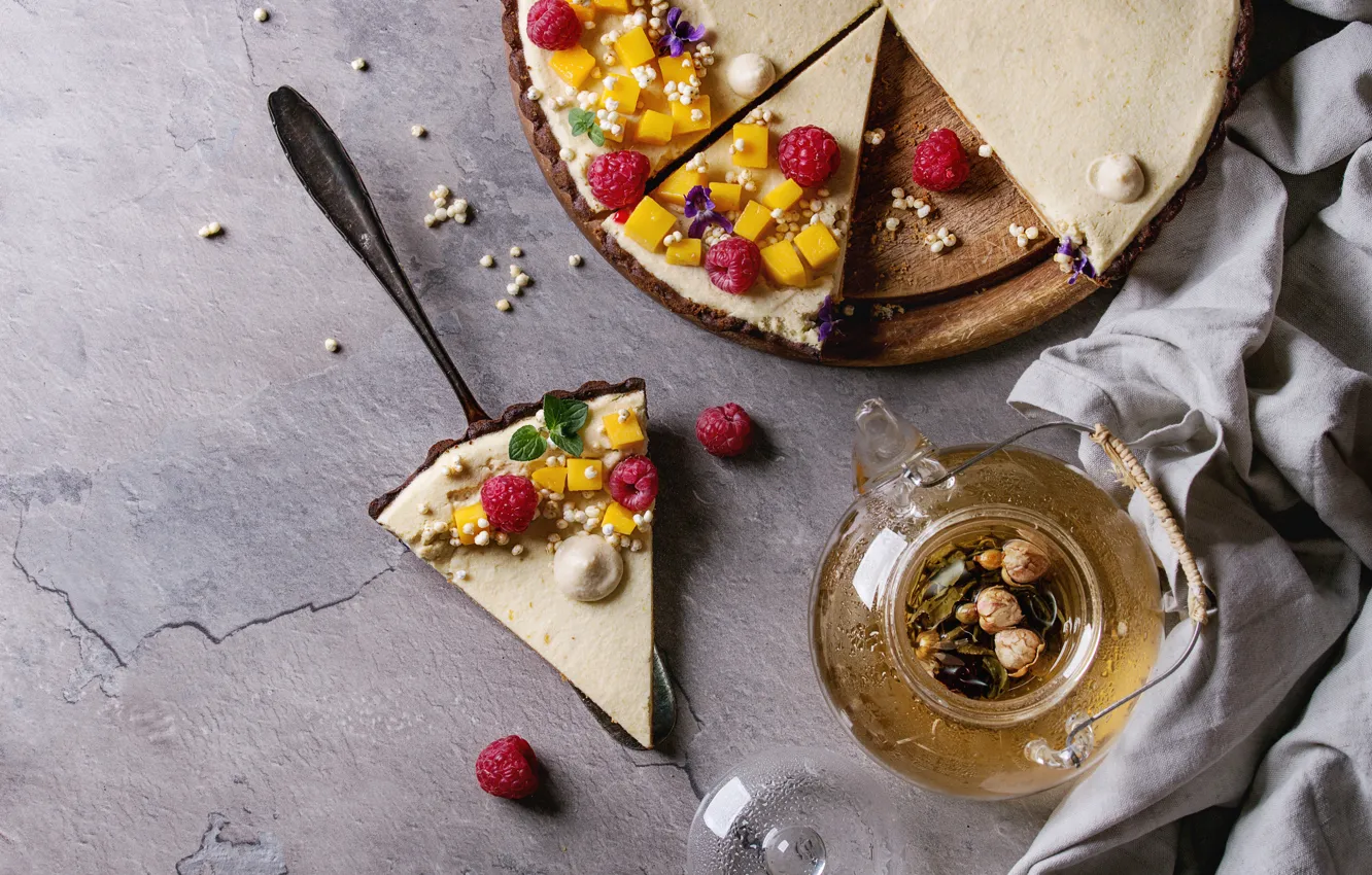Фото обои ягоды, чай, пирог, манго, десерт, Natasha Breen