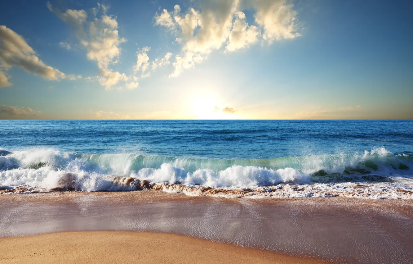 Фото обои песок, море, волны, пляж