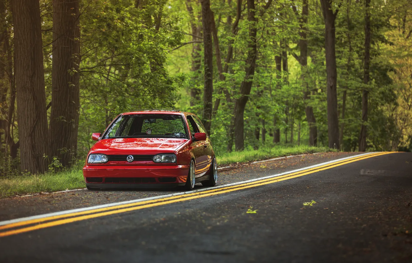 Фото обои красный, volkswagen, red, гольф, golf, фольксваген, MK3