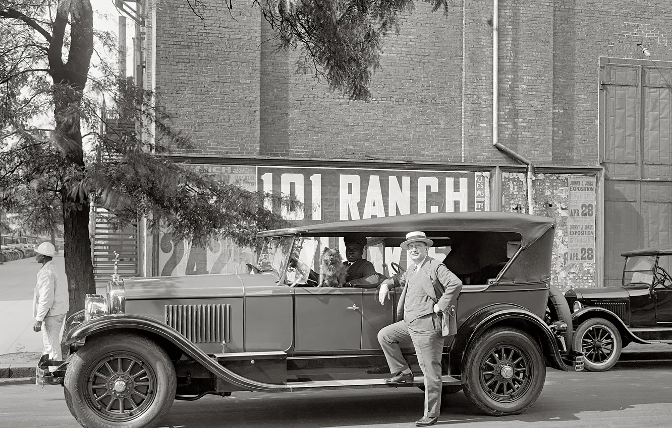 Фото обои ретро, америка, cadillac, чёрнобелое, 314, custom phaeton, 1926–28