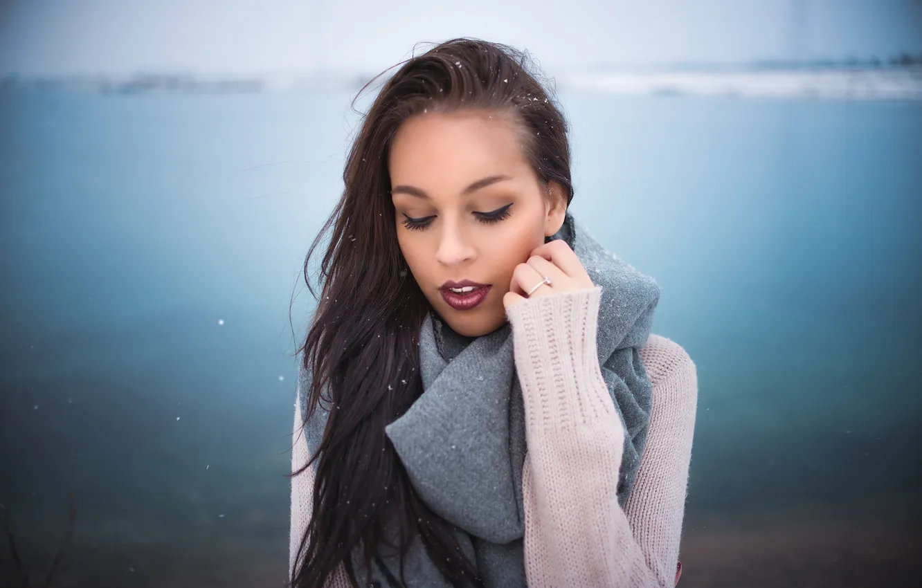 Фото обои Girl, Nature, Model, Winter, Beauty, Nice, Portait, Miro Hofmann