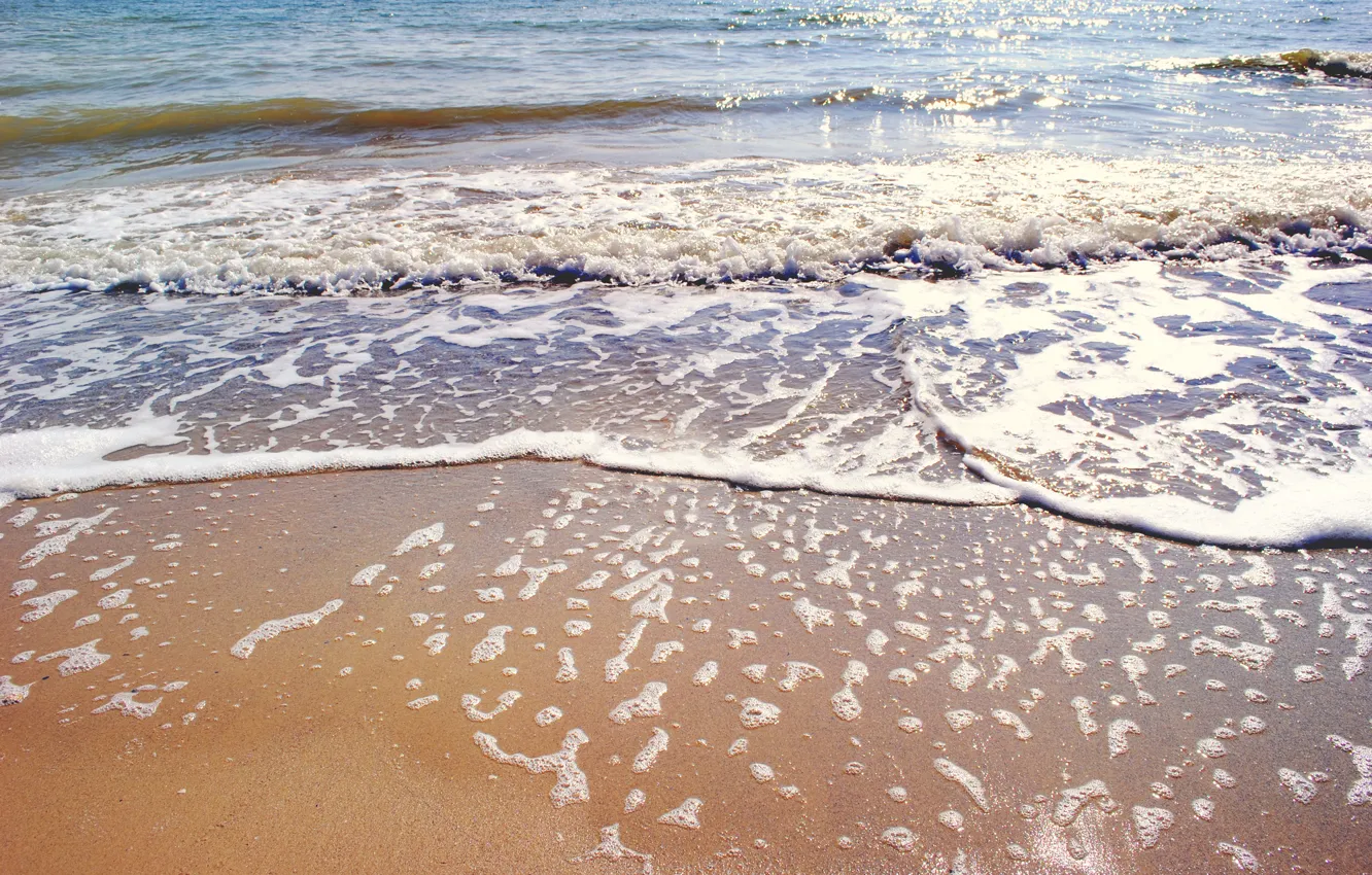 Фото обои песок, море, волны, пляж, берег, summer, beach, sea