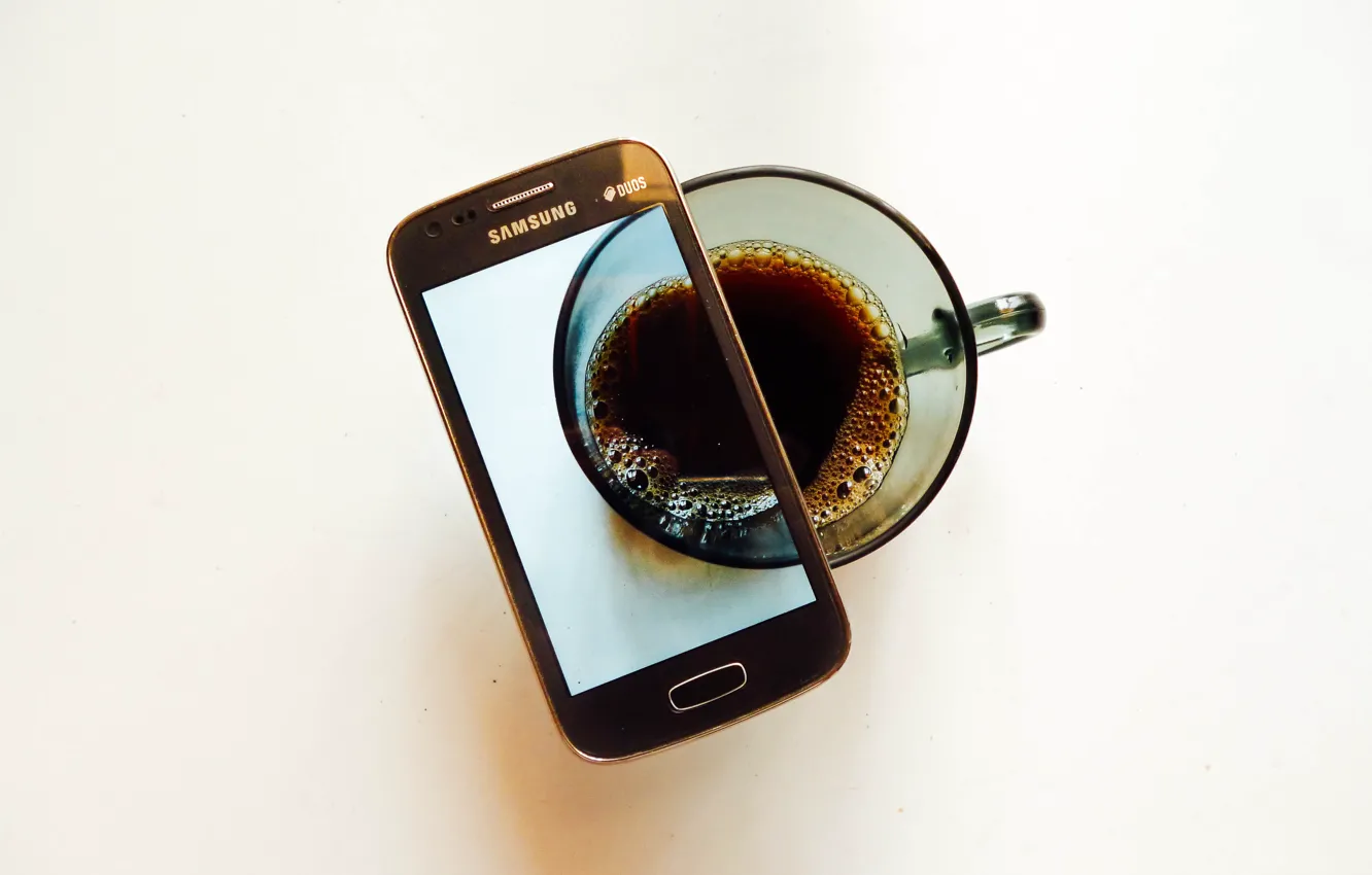 Фото обои coffee, Samsung, cell phone