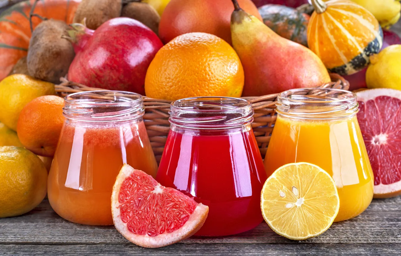Фото обои лимон, апельсин, сок, цитрусы, грейпфрут, гранат