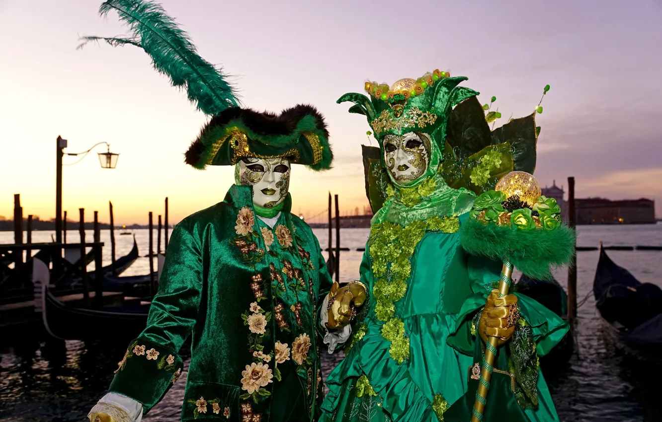 Фото обои стиль, Венеция, карнавал, маски, костюмы, 2020