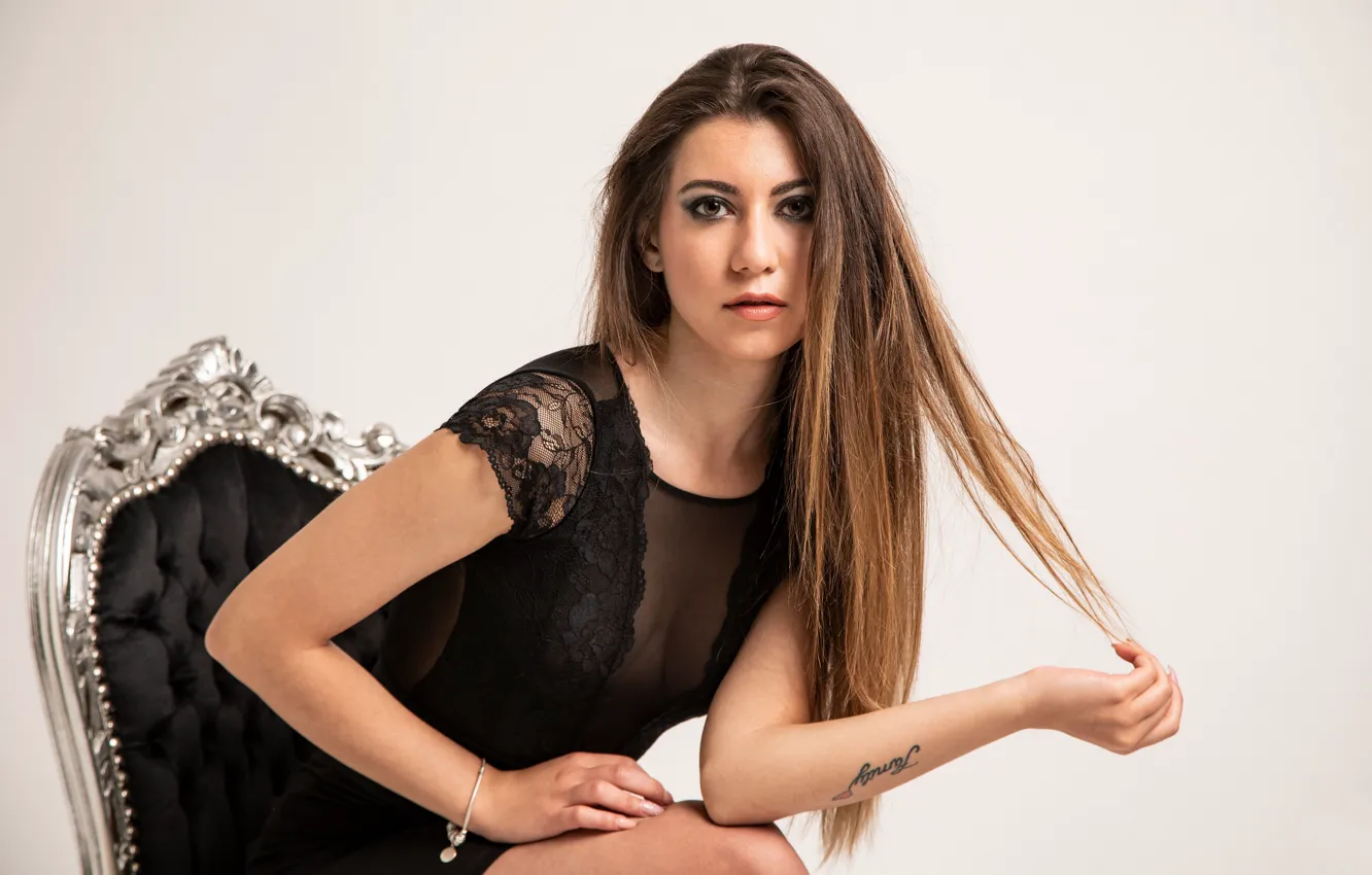 Фото обои взгляд, модель, волосы, Stefania
