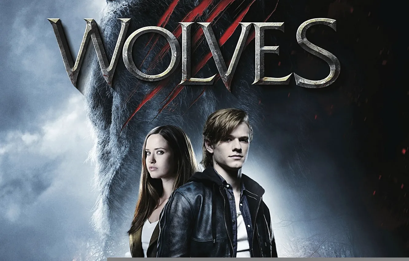 Фото обои cinema, fire, flame, girl, forest, Wolves, boy, wolf