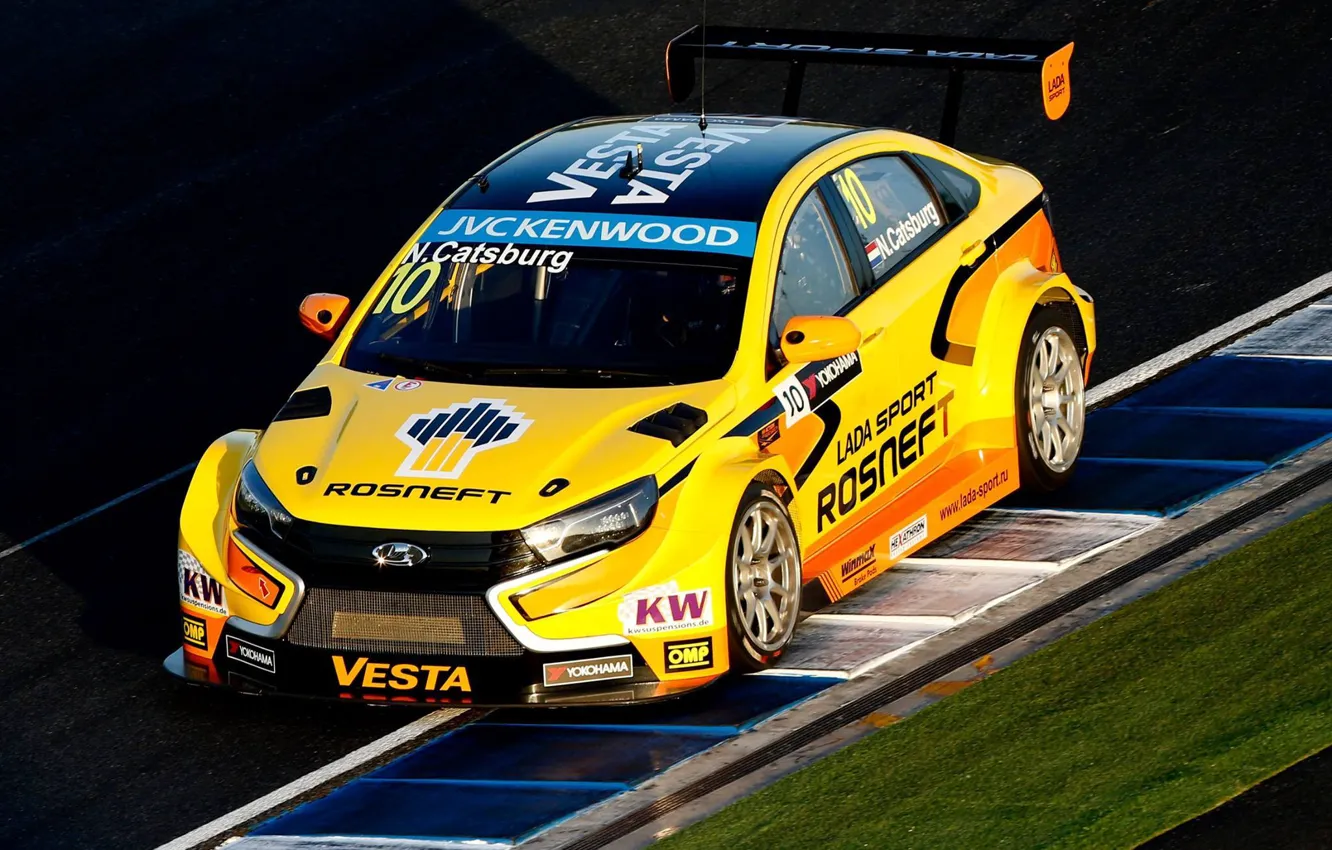 Фото обои Закат, Профиль, Lada, WTCC, Vesta, Nicky Catsburg