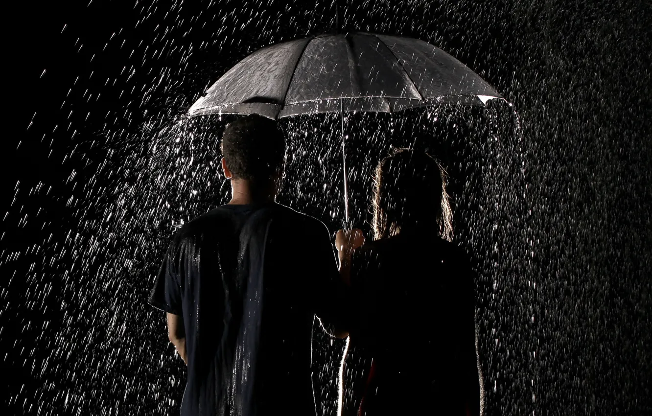 Фото обои капли, дождь, зонт, пара