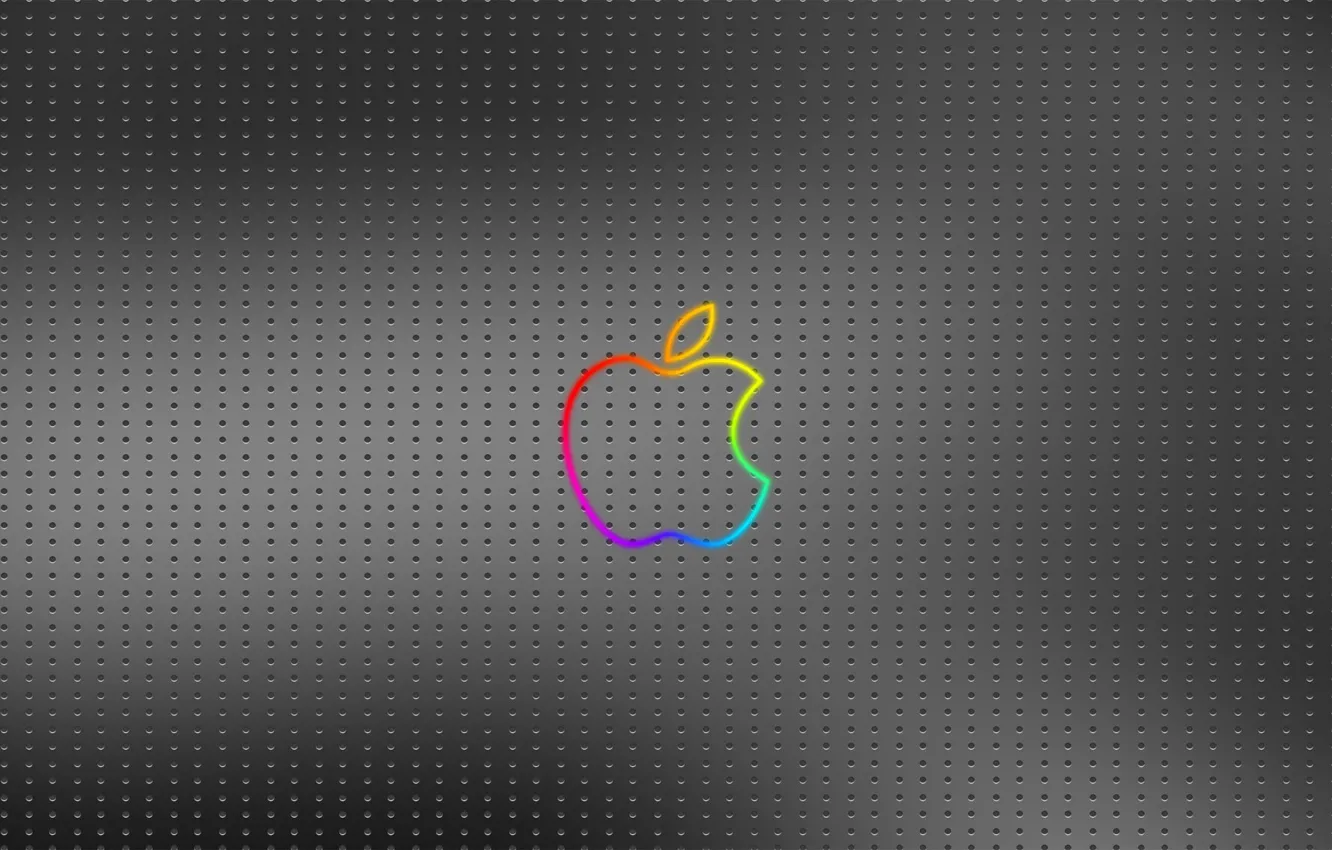 Фото обои металл, фон, apple, точки, Логотип