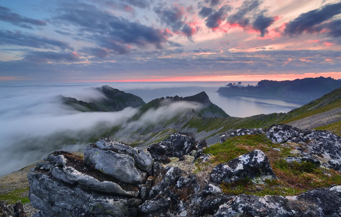 Фото обои море, облака, горы, скалы, остров, Норвегия, Сенья, Максим Евдокимов