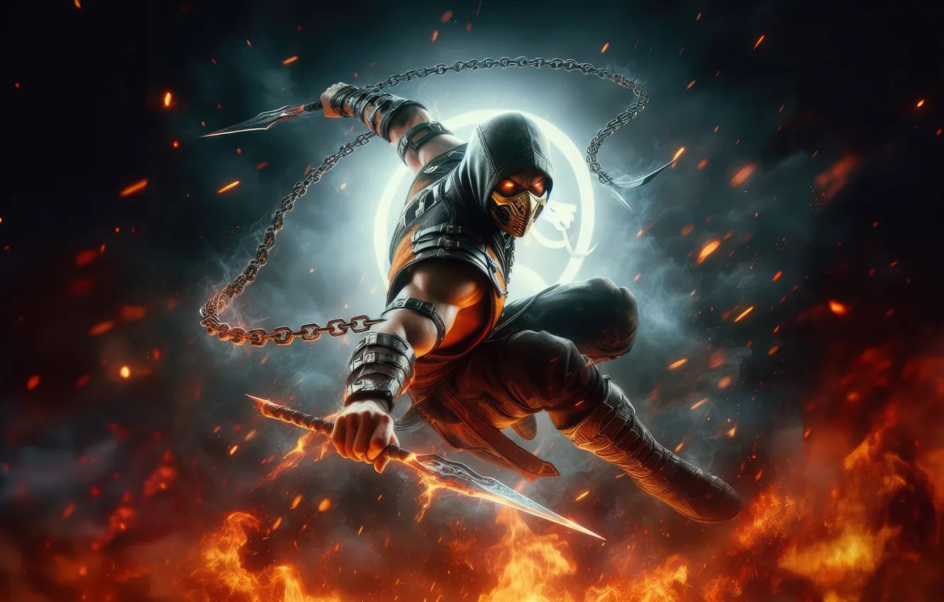 Фото обои games, scorpion, mortal kombat