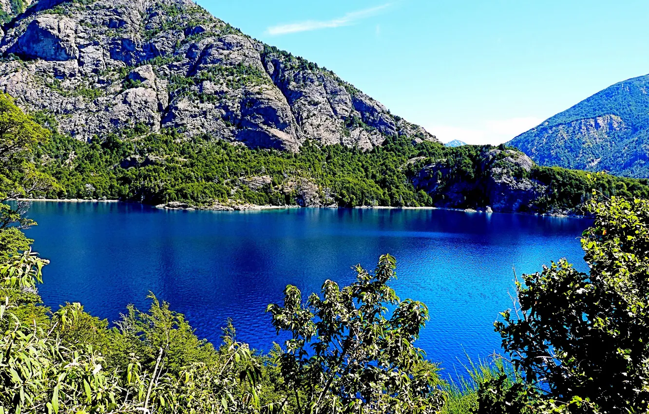 Фото обои деревья, горы, озеро, скалы, Аргентина, Moreno Lake