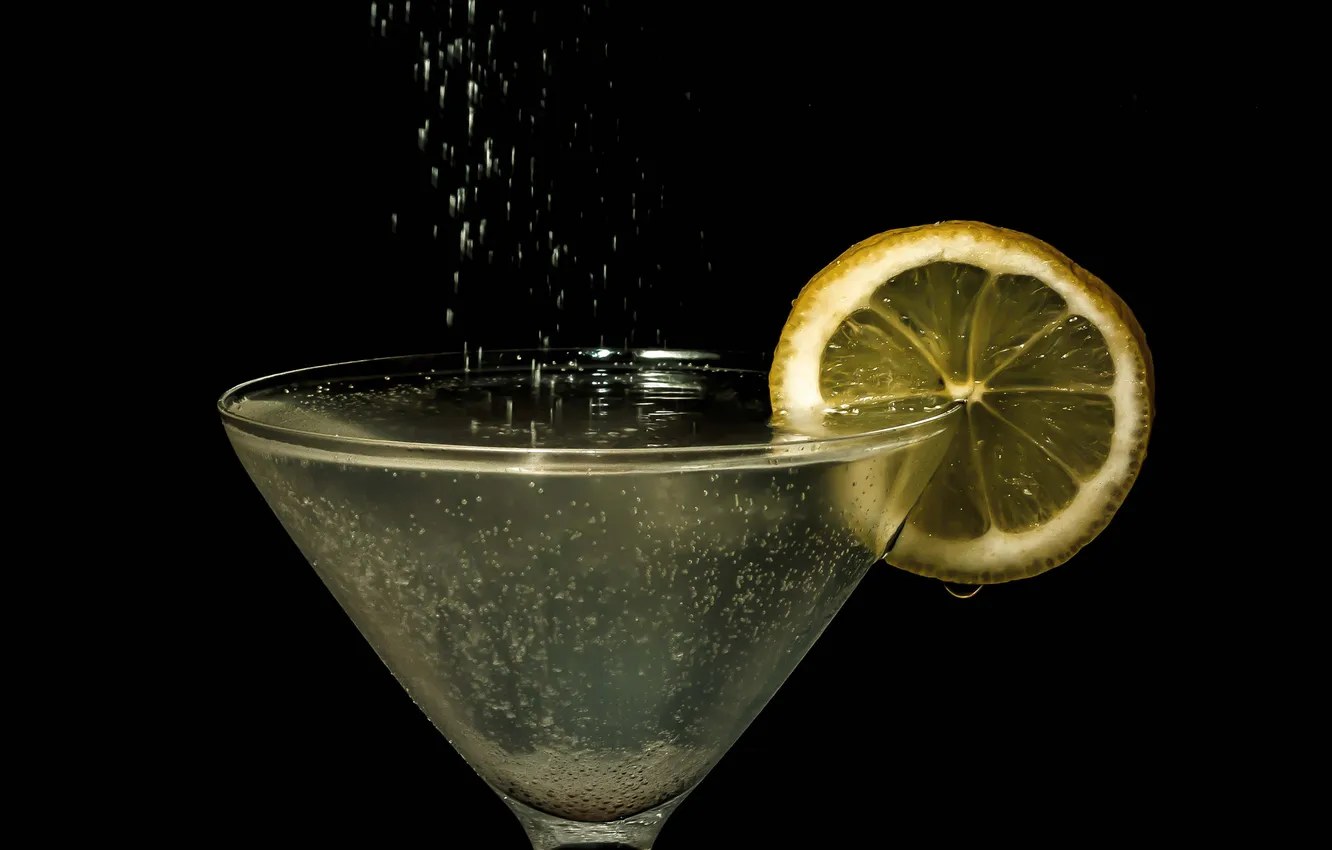 Фото обои лимон, бокал, долька, коктейль, напиток, фужер
