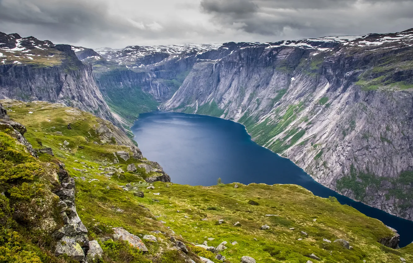 Фото обои горы, природа, озеро, NORWAY, LAKE RINGEDALSVATNET