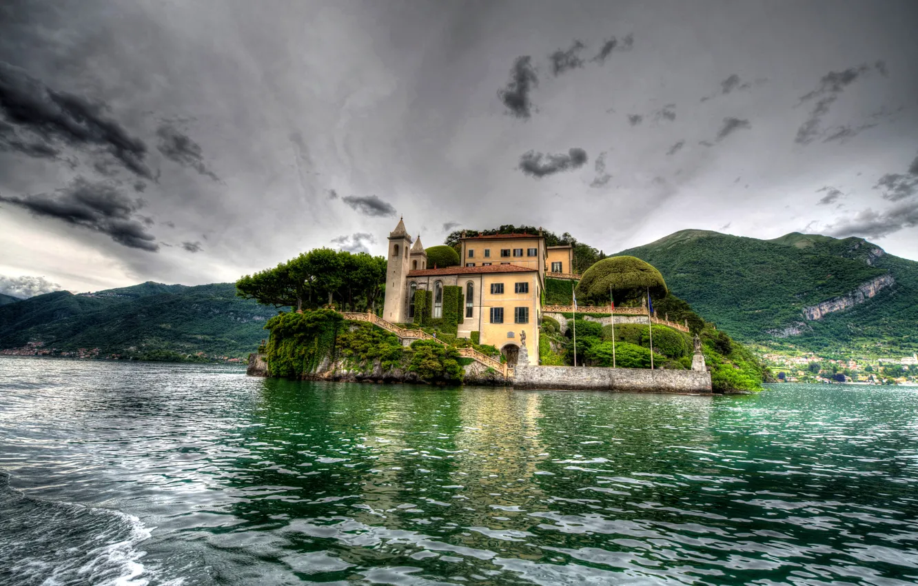 Фото обои HDR, Италия, Lake Como, Lenno, Villa del Balbianello