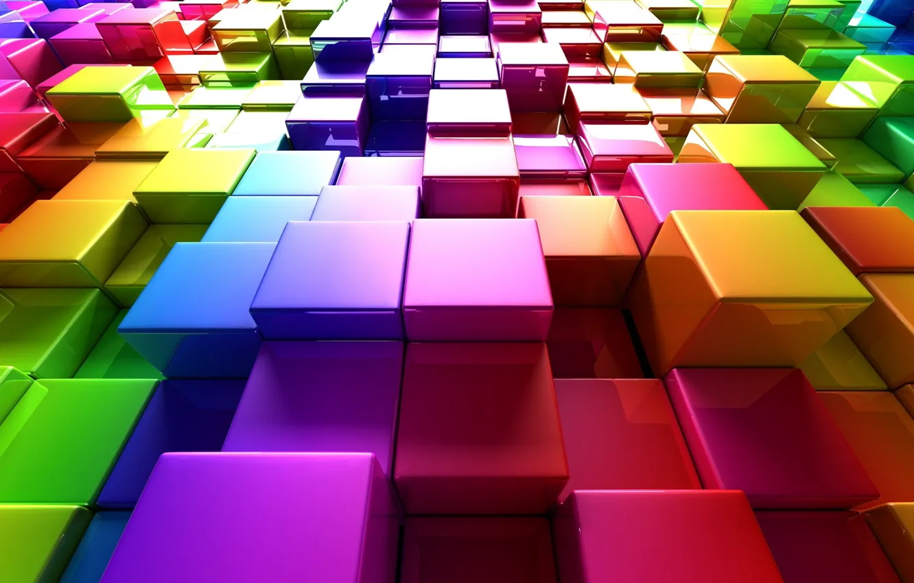 Фото обои colorful, куб, красочный, компьютерная графика, rendering, digital art, cube, цифровое искусство