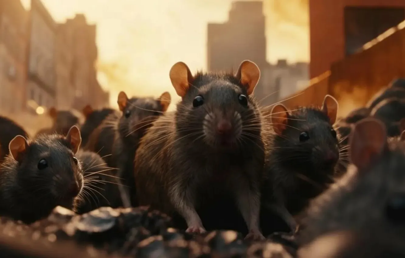 Фото обои city, rats, pack