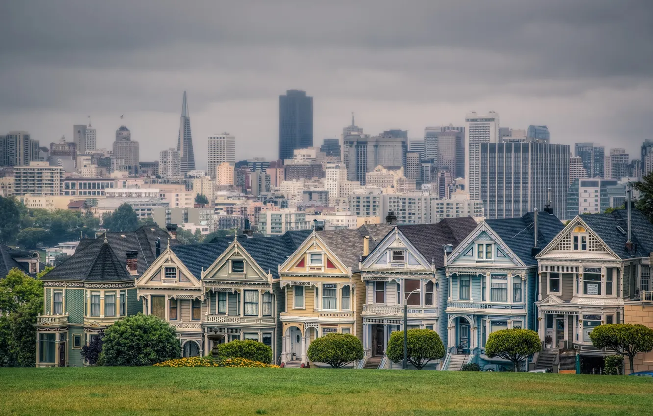 Фото обои дома, панорама, Сан-Франциско, США, америка