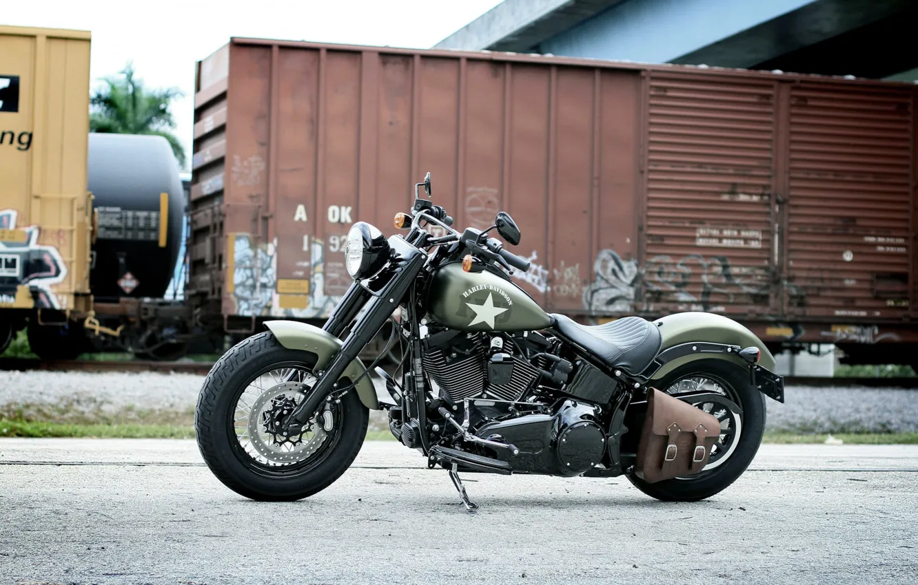 Фото обои Harley-Davidson, Motorcycle, Softail Slim S
