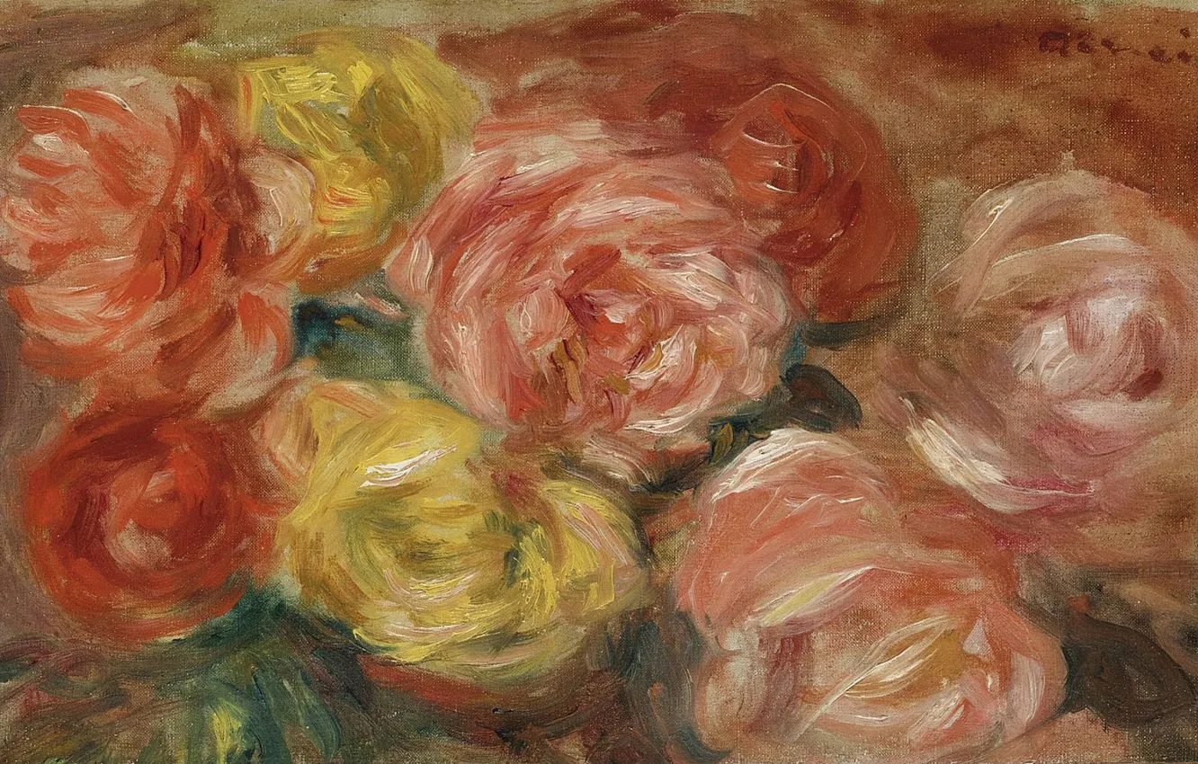 Фото обои картина, 1918, Пьер Огюст Ренуар, Pierre Auguste Renoir, Натюрморт с Розами