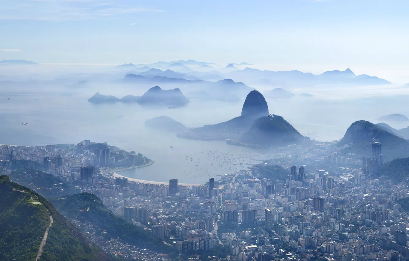 Фото обои город, дымка, Рио-де-Жанейро, Rio de Janeiro