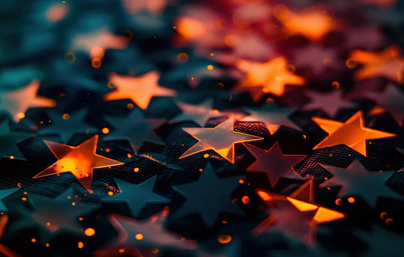 Фото обои star, glow, pattern, orange