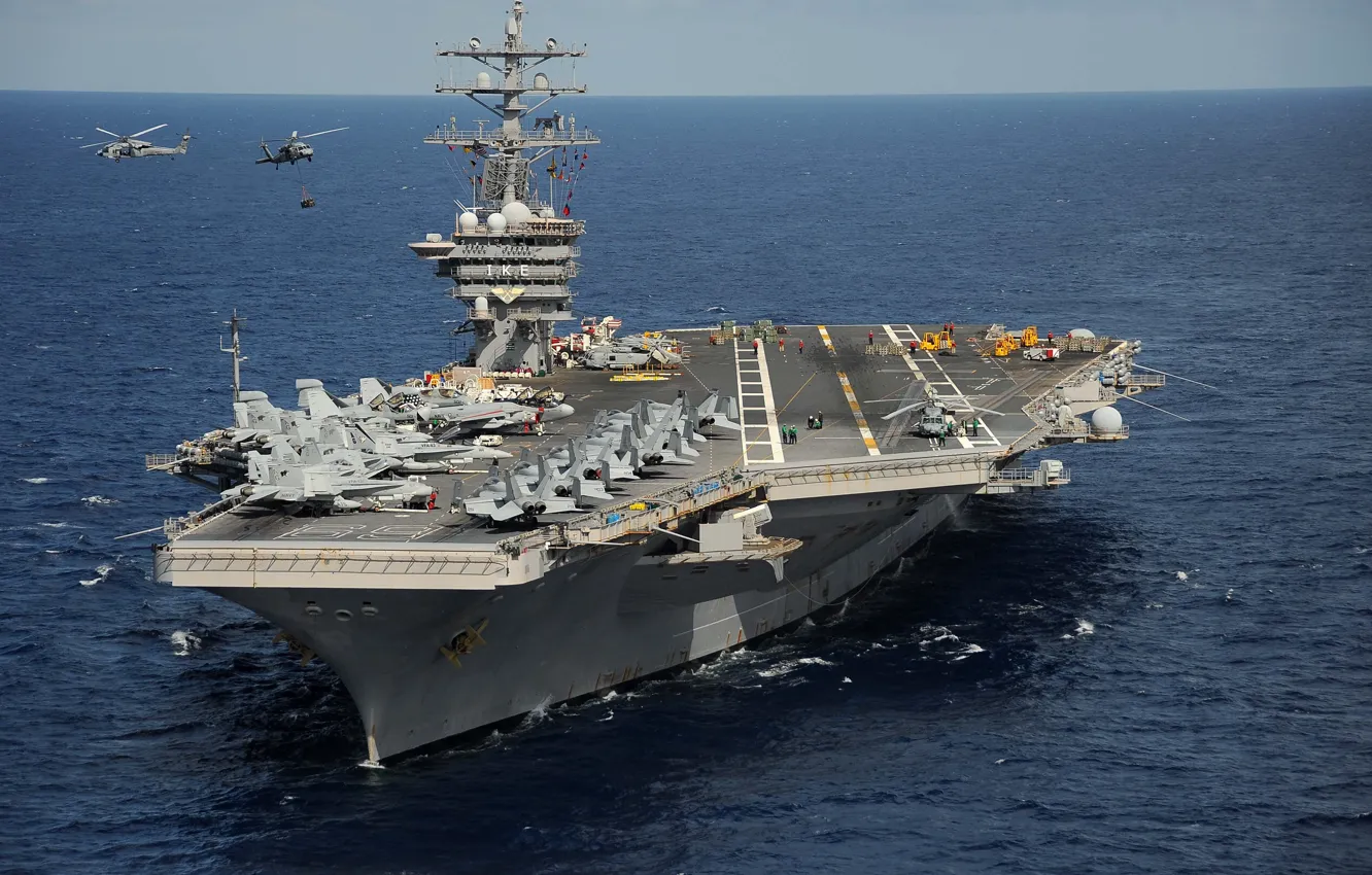 Фото обои море, авианосец, USS, типа «Нимиц», Dwight D. Eisenhower, (CVN-69)