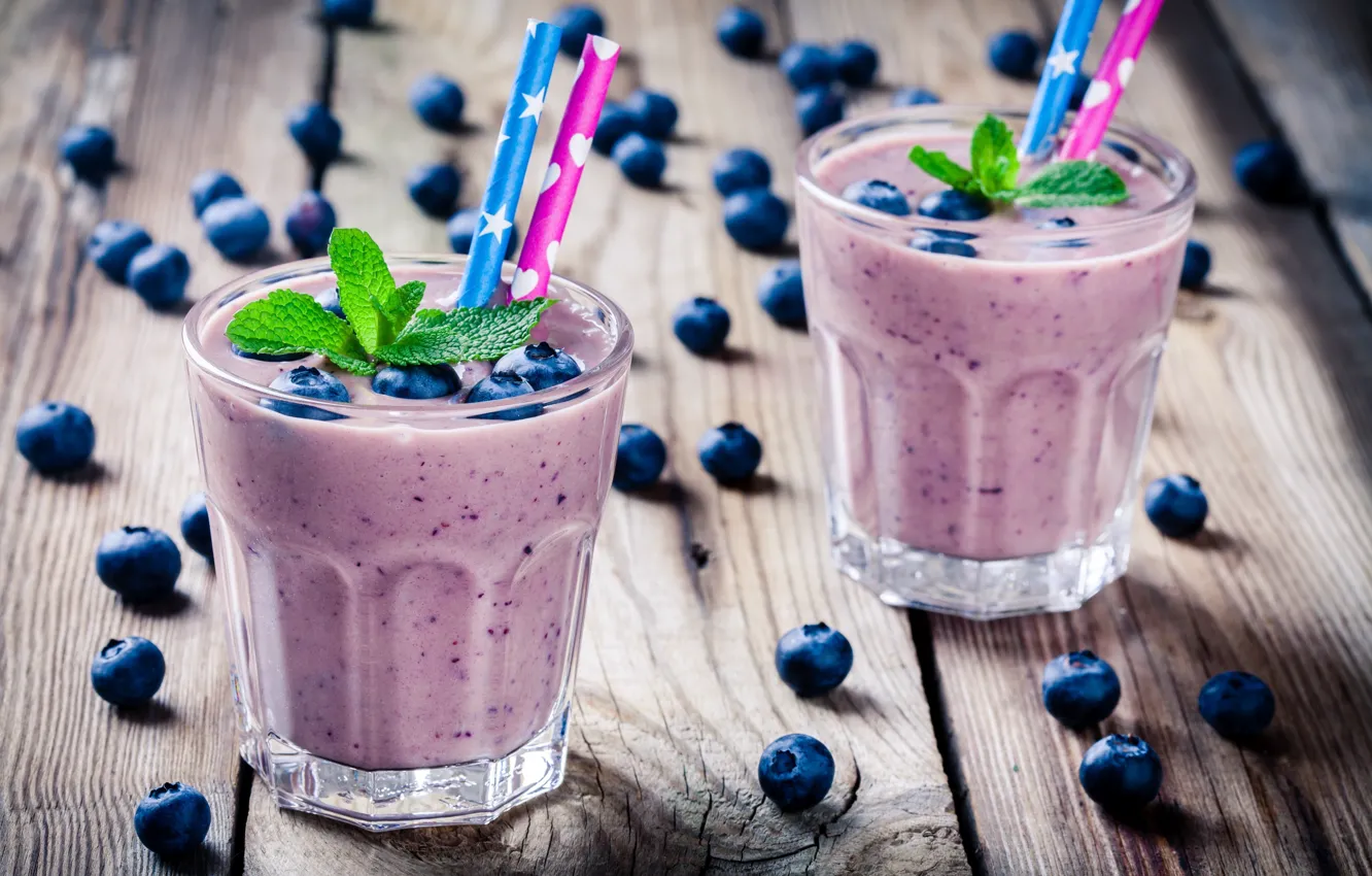 Фото обои ягоды, черника, коктейль, fresh, blueberry, berries, йогурт