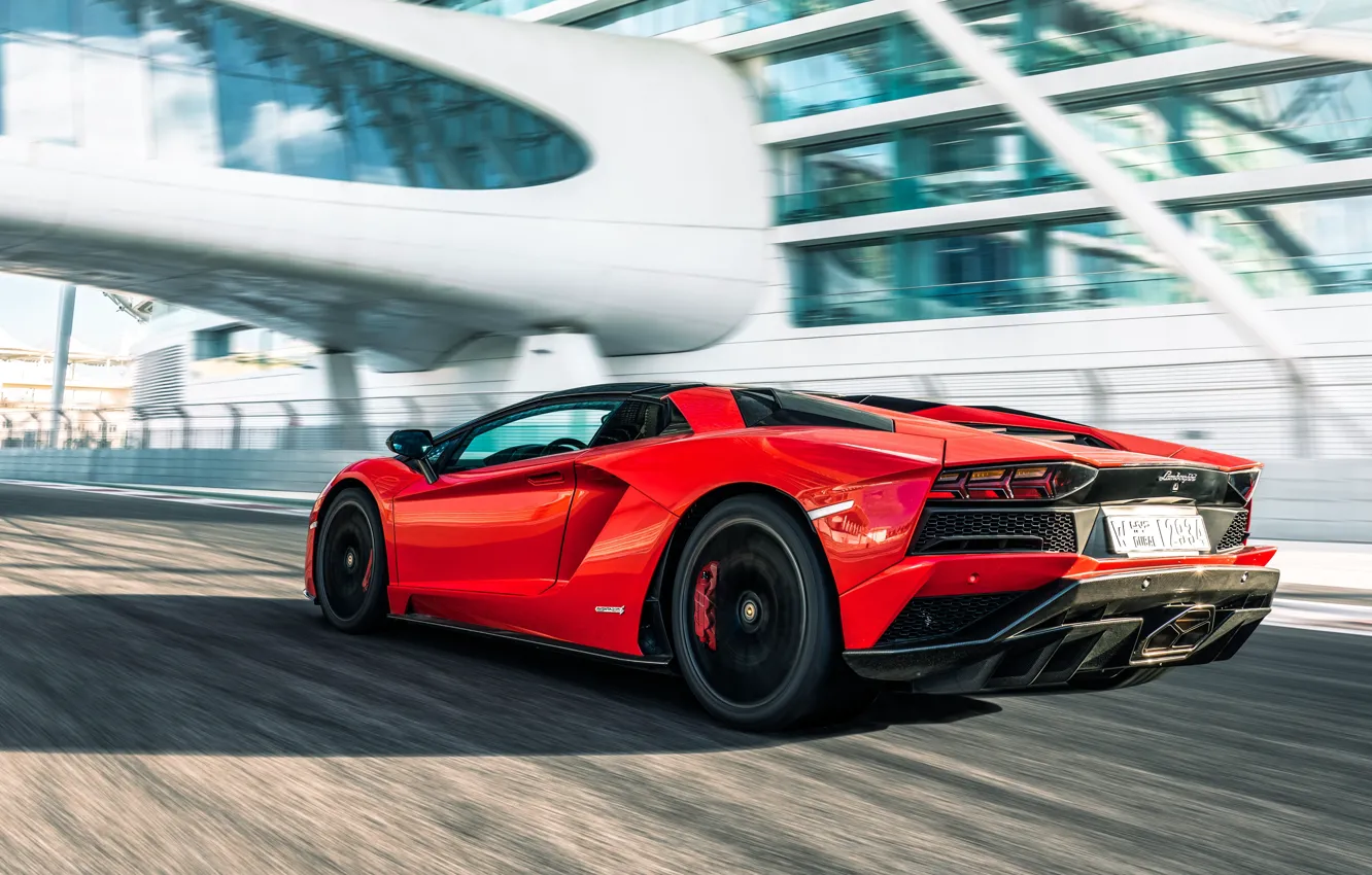 Фото обои Roadster, скорость, Lamborghini, суперкар, Aventador, Aventador S, 2019