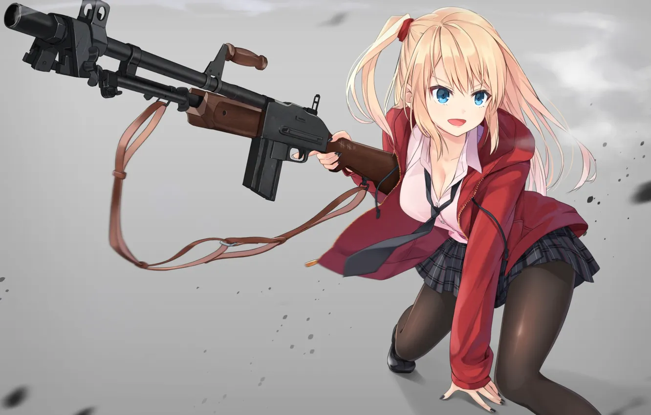 Фото обои девушка, оружие, аниме, арт, meso-meso