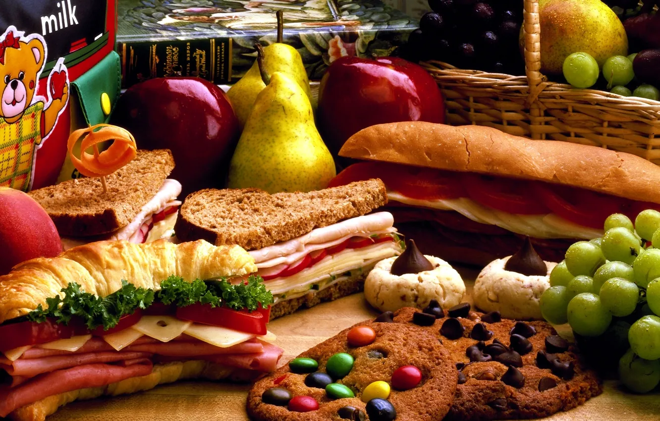 Фото обои яблоко, еда, груша, сэндвич