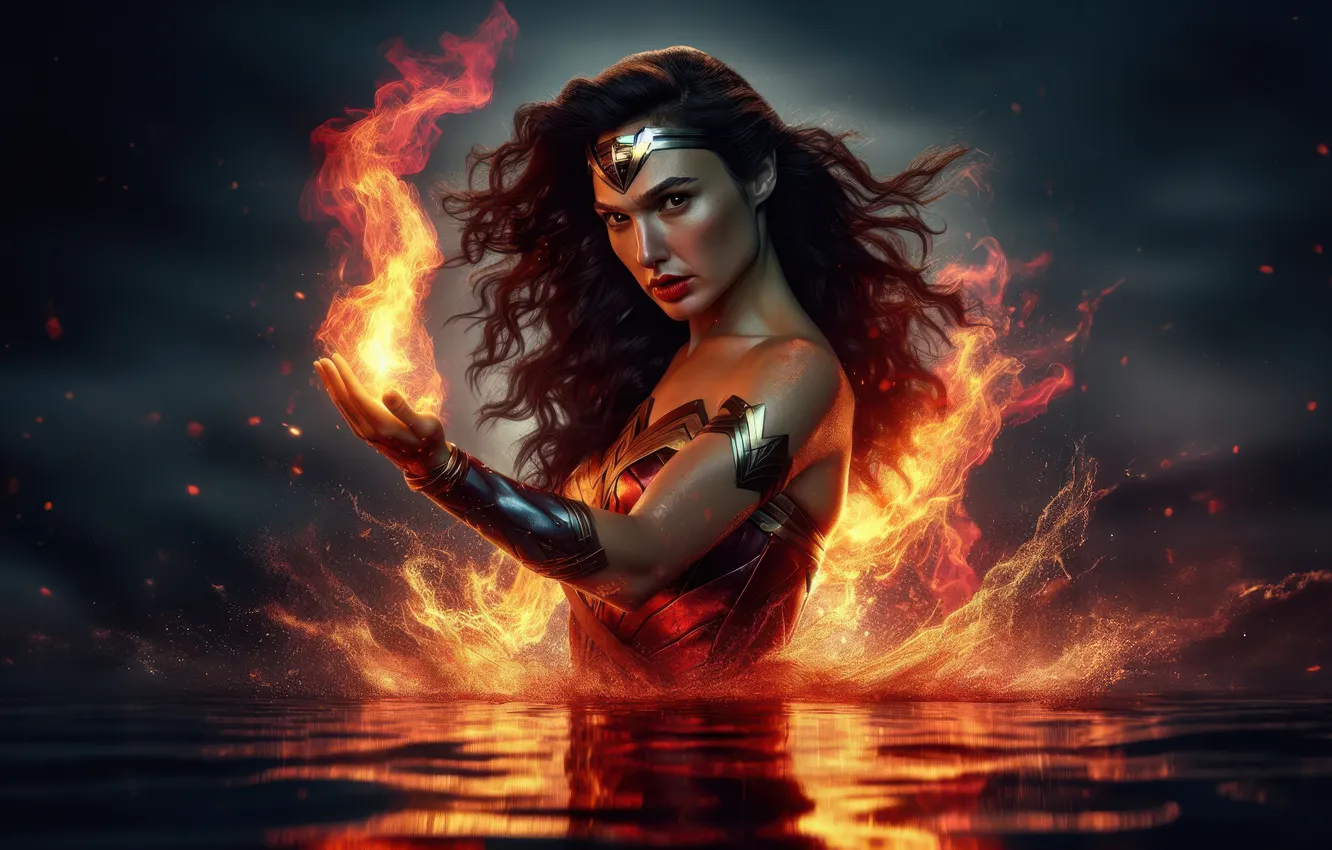 Фото обои golden, wonder woman, justice