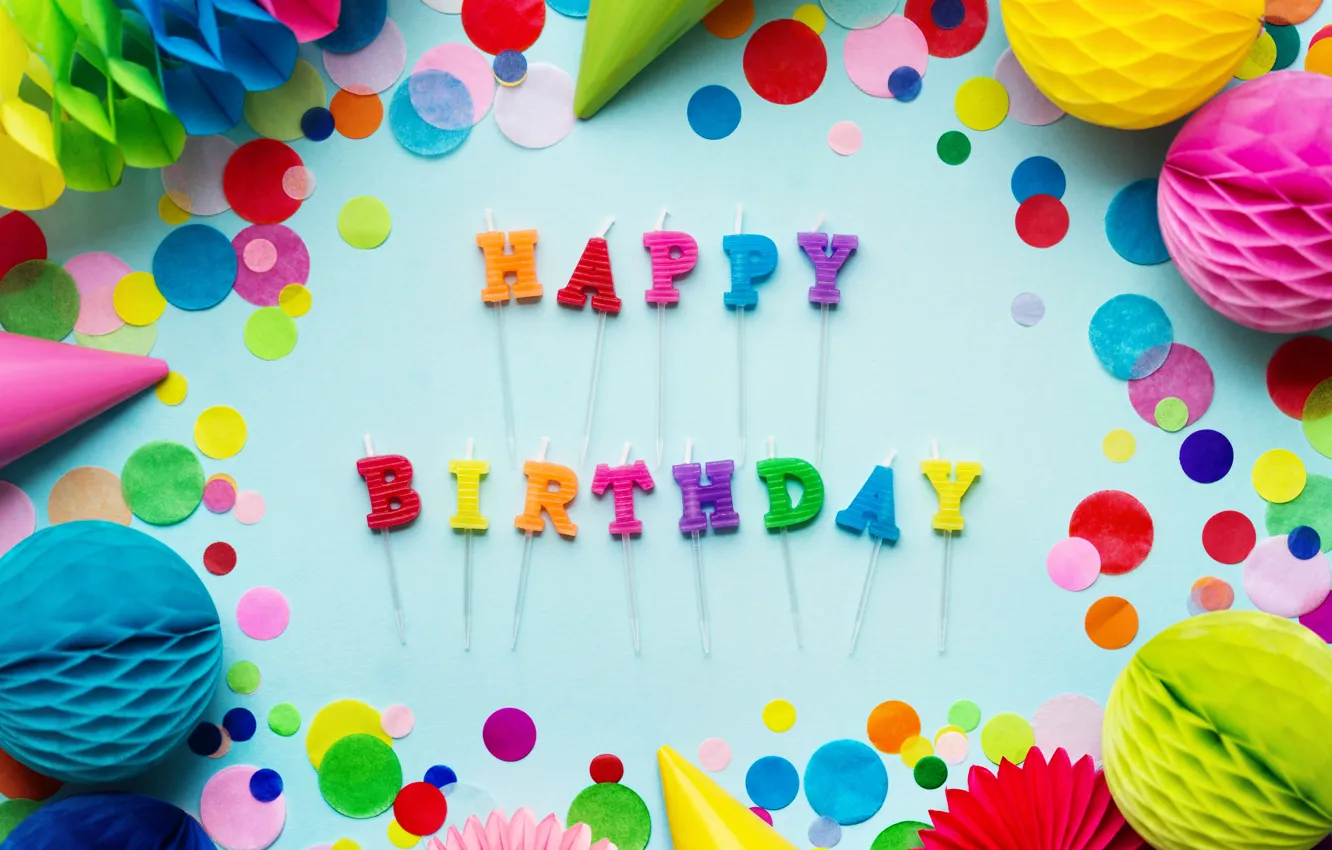 Фото обои день рождения, свечи, colorful, rainbow, Happy Birthday, colours, celebration, decoration