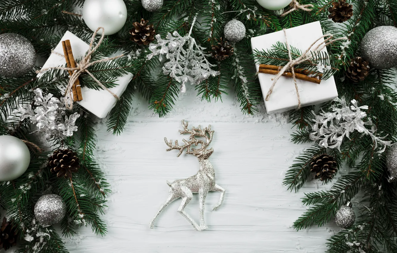 Фото обои шары, елка, Новый Год, Рождество, подарки, Christmas, balls, wood