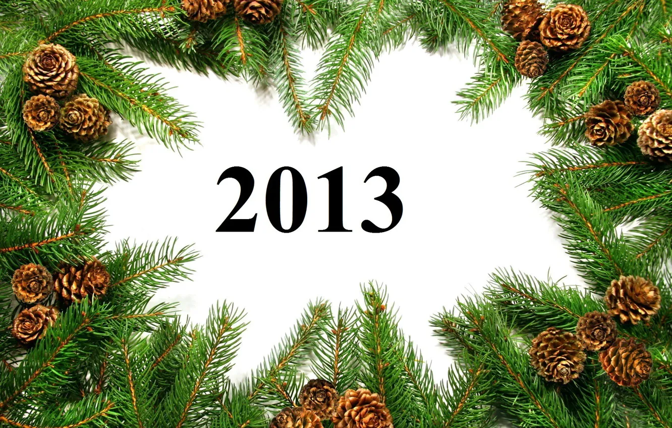 Фото обои ветки, Happy New Year, шишки, год, новый, 2013