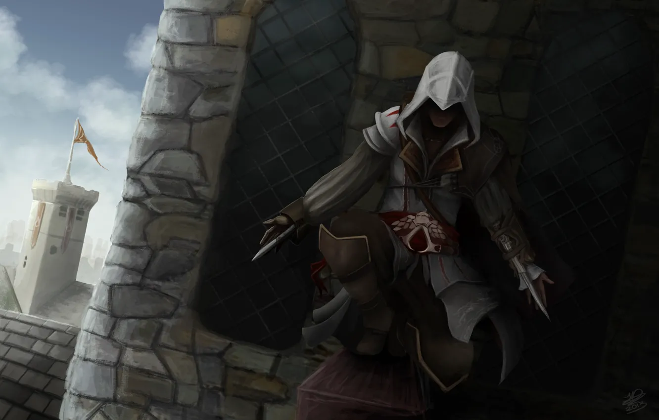 Фото обои арт, assassins creed, assassin, эцио, ezio