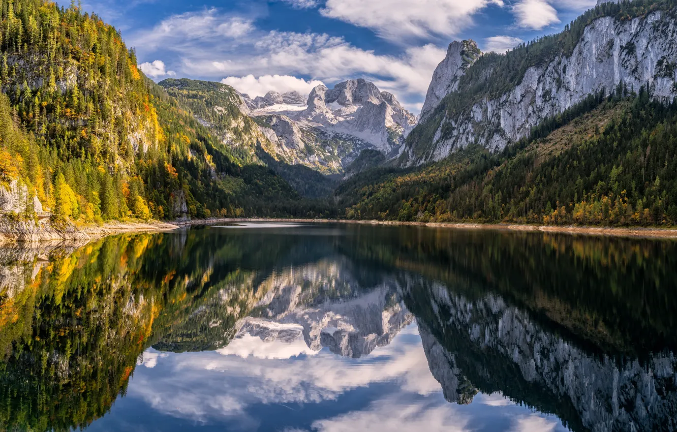 Фото обои Природа, Горы, Осень, Озеро, Австрия, Альпы, Пейзаж, Nature