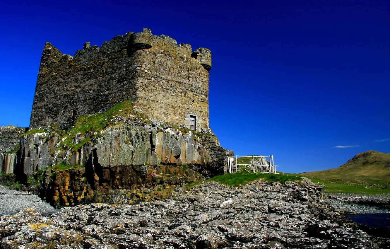 Фото обои камни, замок, башня, мох, руины, Mingarry Castle