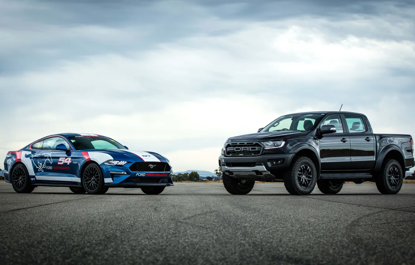 Фото обои Ford, Raptor, Fastback, 2018, Ranger, Mustang GT