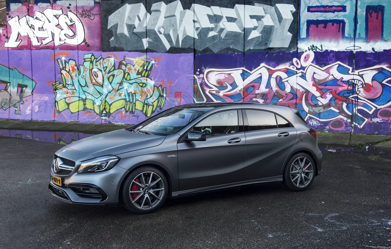 Фото обои Mercedes, AMG, Turbo, A45, 2016, grafiti