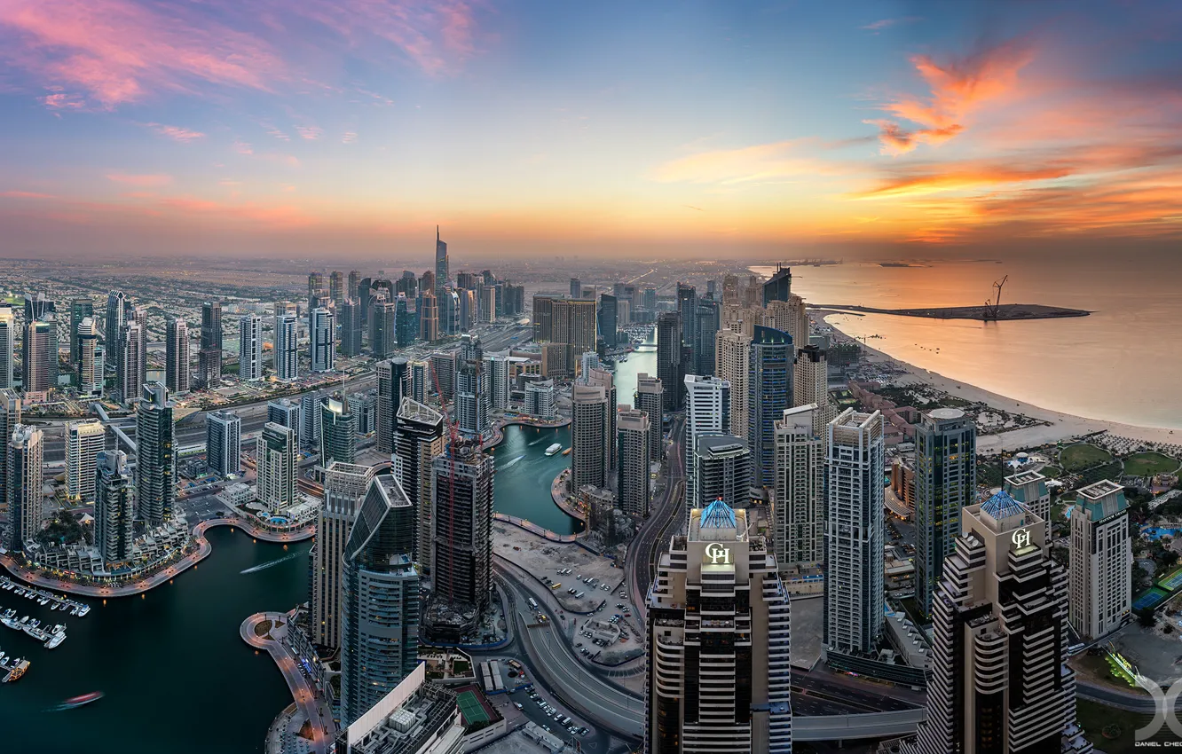 Фото обои небо, город, дома, Дубай, ОАЭ, Dubai Marina