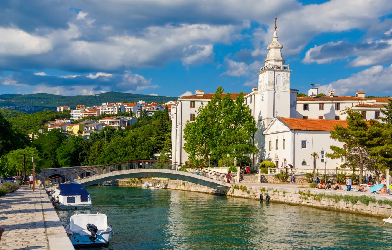 Фото обои город, река, набережная, Croatia